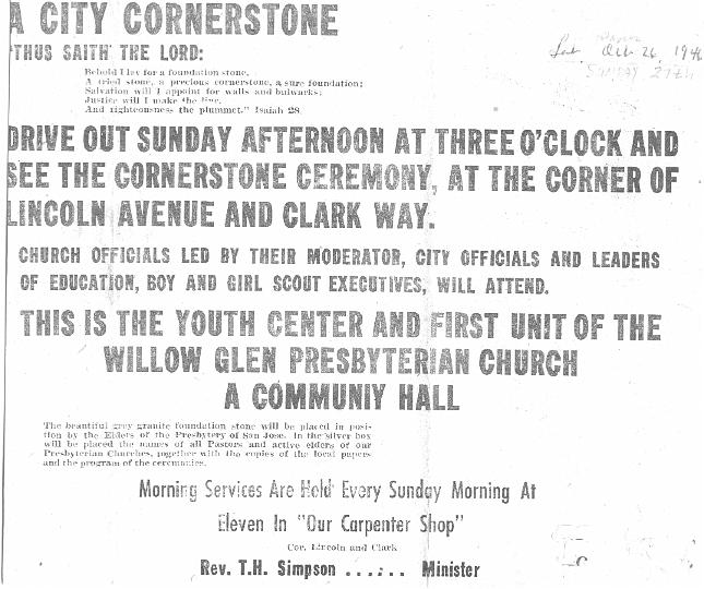 010.jpg - Cornerstone Ceremony Announcement, 1946