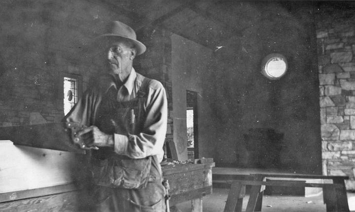 017.jpg - Workman in Chapel, early 1947