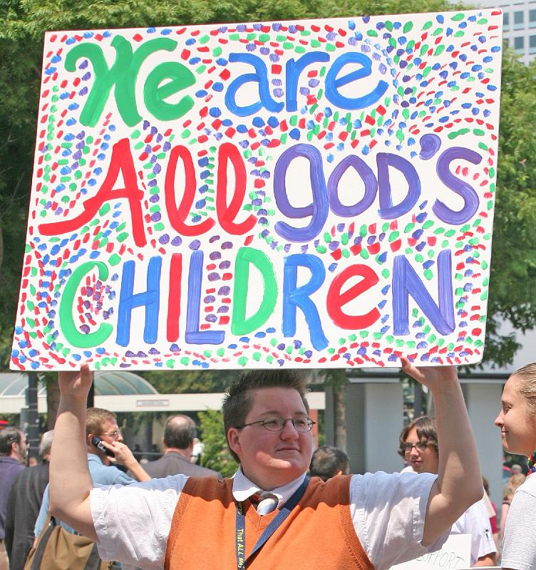 633.jpg -  That All May Freely Serve  presented Something Happening for Love, Justice and Jesus outside the convention center on Thursday. Photo by Danny Bolin