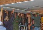 DSC 0078  L-R: Steve Nelson, Jordy, Phil, Gabriel Faber and Leland.  Space was very tight yet the heavy sheetrock needed many hands.