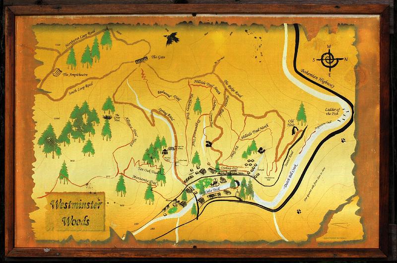 19.jpg - A map display near the dining hall shows the many trails one can explore while at Westminster Woods.