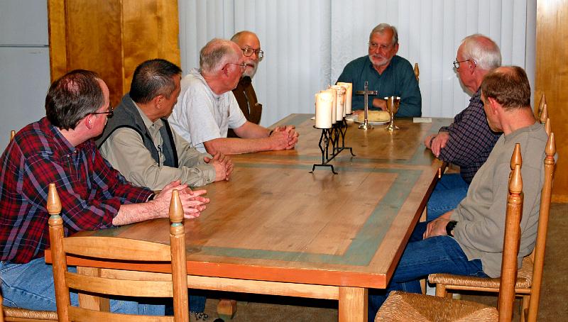 65.jpg - We gather for communion.  L-R: Brad, Leland, Art, Bill, David, Gary and Andrew.