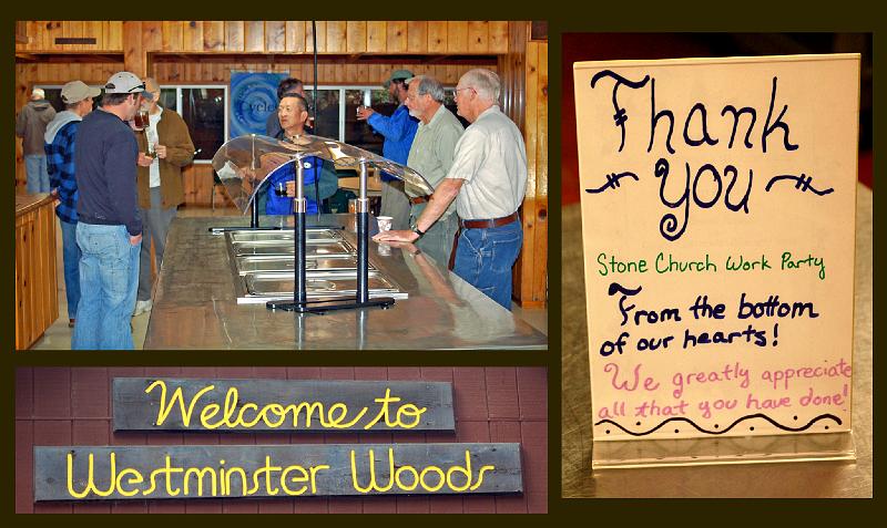 95.jpg - We gather for a meal at the dining hall.  The lovely sign on the right greeted us as we picked up our food.