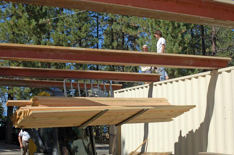 206.jpg - Wood for the purlin frame that will be installed.  (A  purlin  is a horizontal structural member spanning between beams or trusses to support a roof deck.)