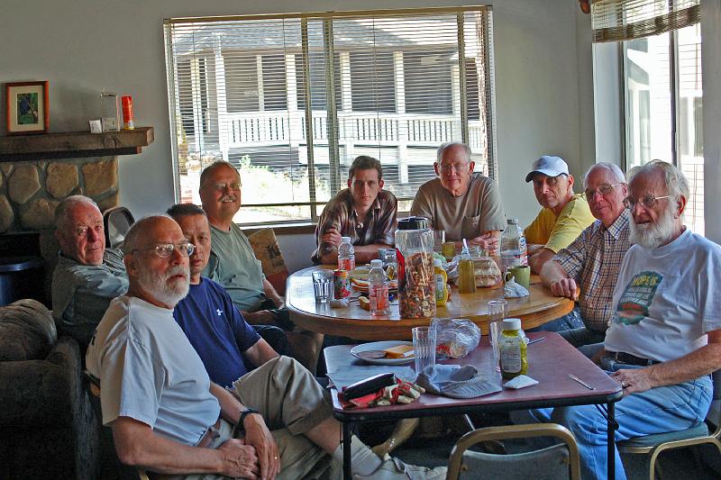 DSC_0121.JPG - L-R around the dining table: Lawrence, Bill, Leland, Stephen, Chris, Art, John, Gary, Rod.  Not shown: David.