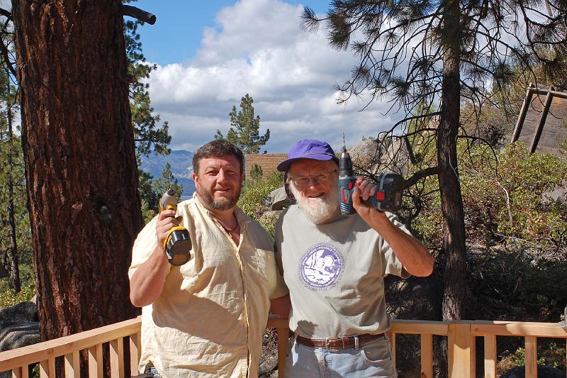 DSC_0140.JPG - Mark and Rod pose after installing most of the railing sections on the High Deck.