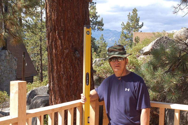 DSC_0144.JPG - Leland surveys part of our completed project, from the High Deck.