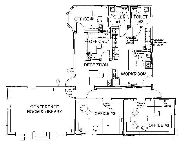 104.jpg - Also on display were these plans for the relocation of church offices to Lincoln House, next door at 1937 Lincoln Ave.  To accomplish this, Lincoln House would undergo dramatic changes.