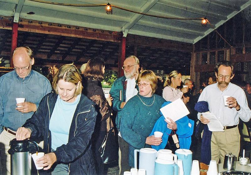 312.jpg - Coffee fellowship goes on inside the Social Hall, even while it is being rebuilt.