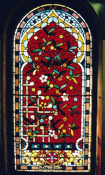 404.jpg - A close-up view of the A. J. "Dad" Elliot stained glass window.