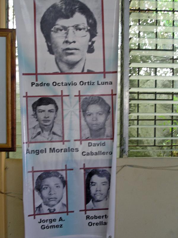 D007.jpg - These photos of Padre Octavio Ortiz and the four youth who were assassinated with him, are also in the church, a reminder that many martyrs gave their lives for living their Christian faith.
