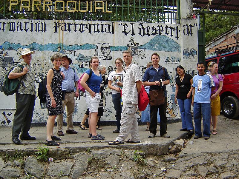 J018.jpg - The El Despertar Center is where Father (Padre) Octavio Ortiz and 4 youth, part of an overnight youth retreat, were assassinated in 1979 by Salvadoran soldiers, who claimed that they were guerrillas.  The delegation is shown outside the Center.