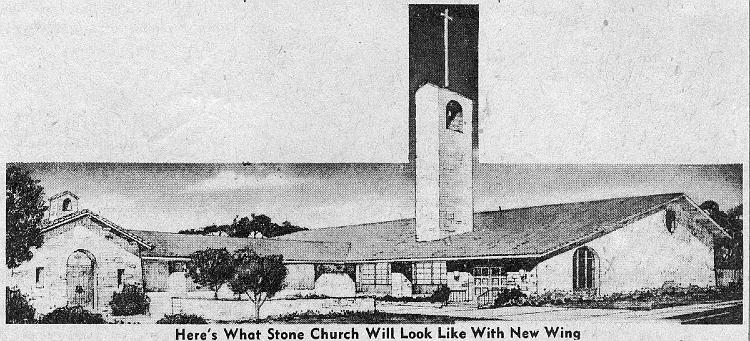 02.jpg - This photo appeared in the local paper "The Resident" on July 7, 1955, showing a second architectural concept.  The article announced the laying of the cornerstone that following Sunday, July 10, 1955.