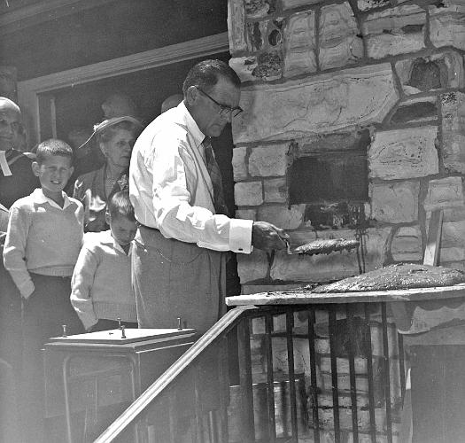 07.jpg - Photo was taken at the July 10, 1955 dedication of the Cornerstone and Celtic Cross.  Manuel Sunyer was the master mason for the project.