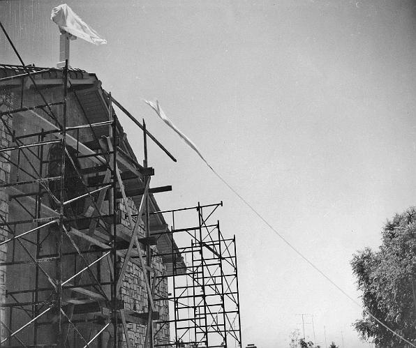 08.jpg - Celtic Cross was unveiled at the July 10, 1955 dedication ceremony by Mary Plummer Simpson, wife of Pastor Tom Simpson.  The sheet was torn in the unveiling, so the top part had to be removed separately, from above.