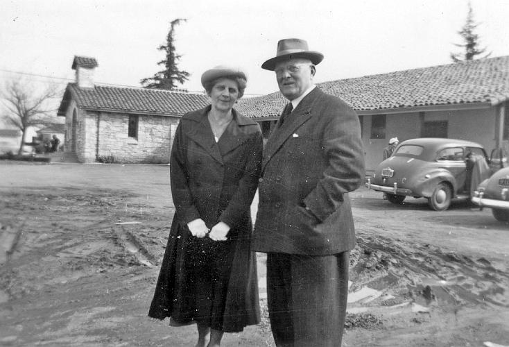 5.jpg - Rev. Simpson is shown with his wife, Mary.  The church used some of its limited land space for parking.