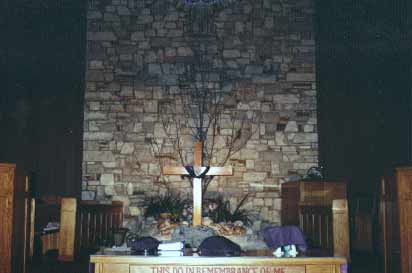 Sanctuary decorated for Lent