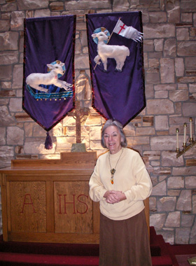 Jeanette with banners